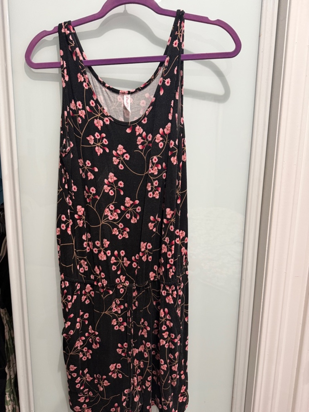 Floral Black & Pink Sleeveless Summer Dress